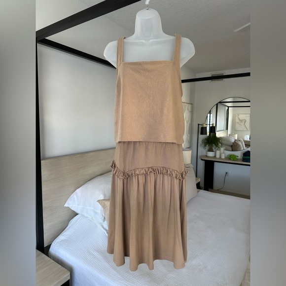 Free People Thea Skirt and Top Set in Sand Brown, Size Medium - Picture 3 of 13